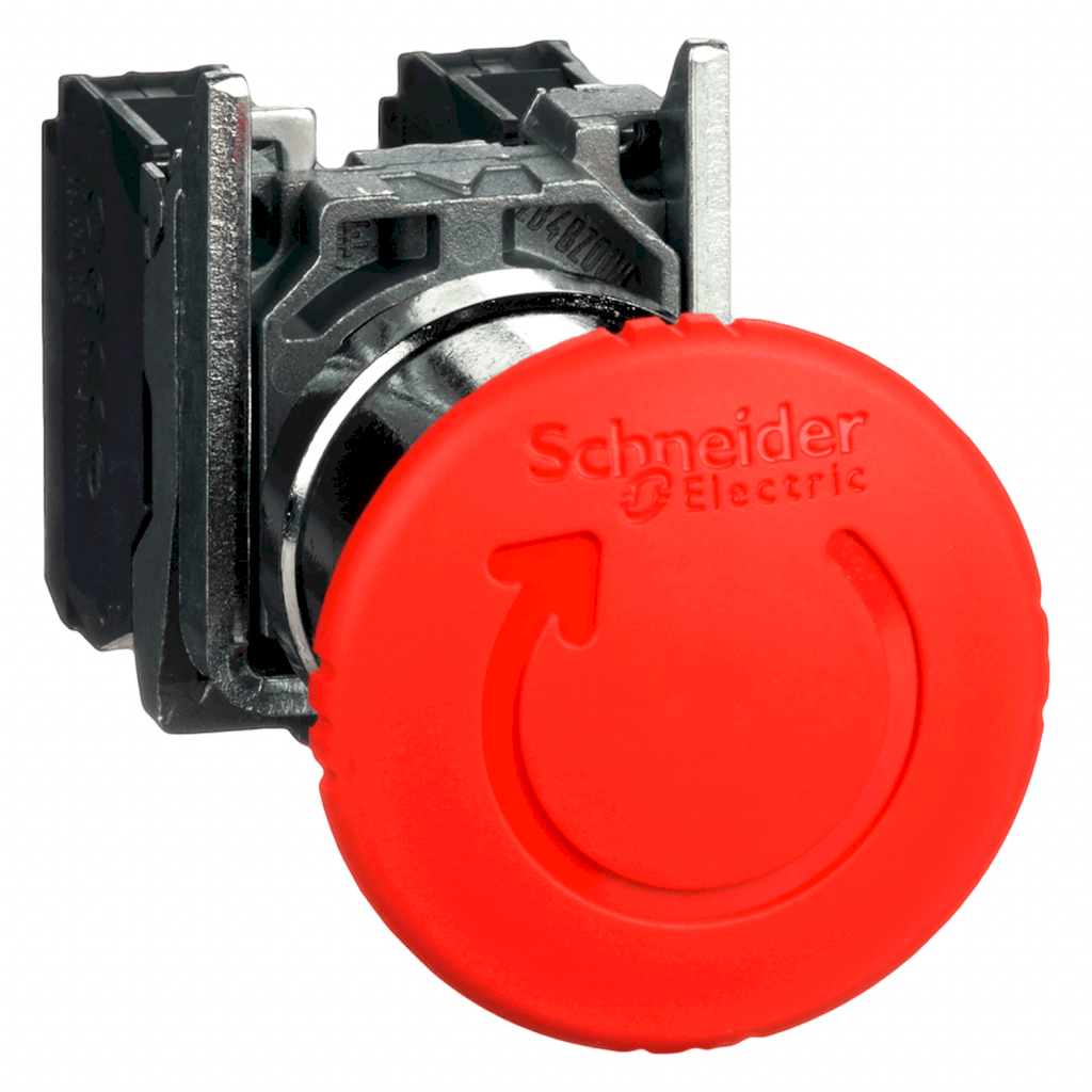 Pulsador Hongo XB4 Metálico 1NA+1NC Emergencia Pulsar-Girar Schneider Electric