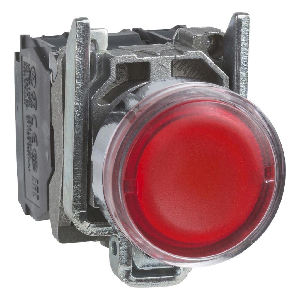 Pulsador Luminoso Led XB4 Metálico 220VCA/VCC 220VCC Rasante 1NA + 1NC Rojo Schneider Electric
