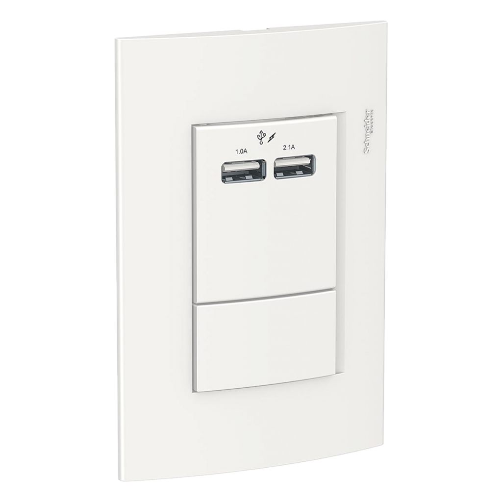 Conjunto Roda 2 Módulos USB 2.1A + Tapa Blanco Schneider Electric