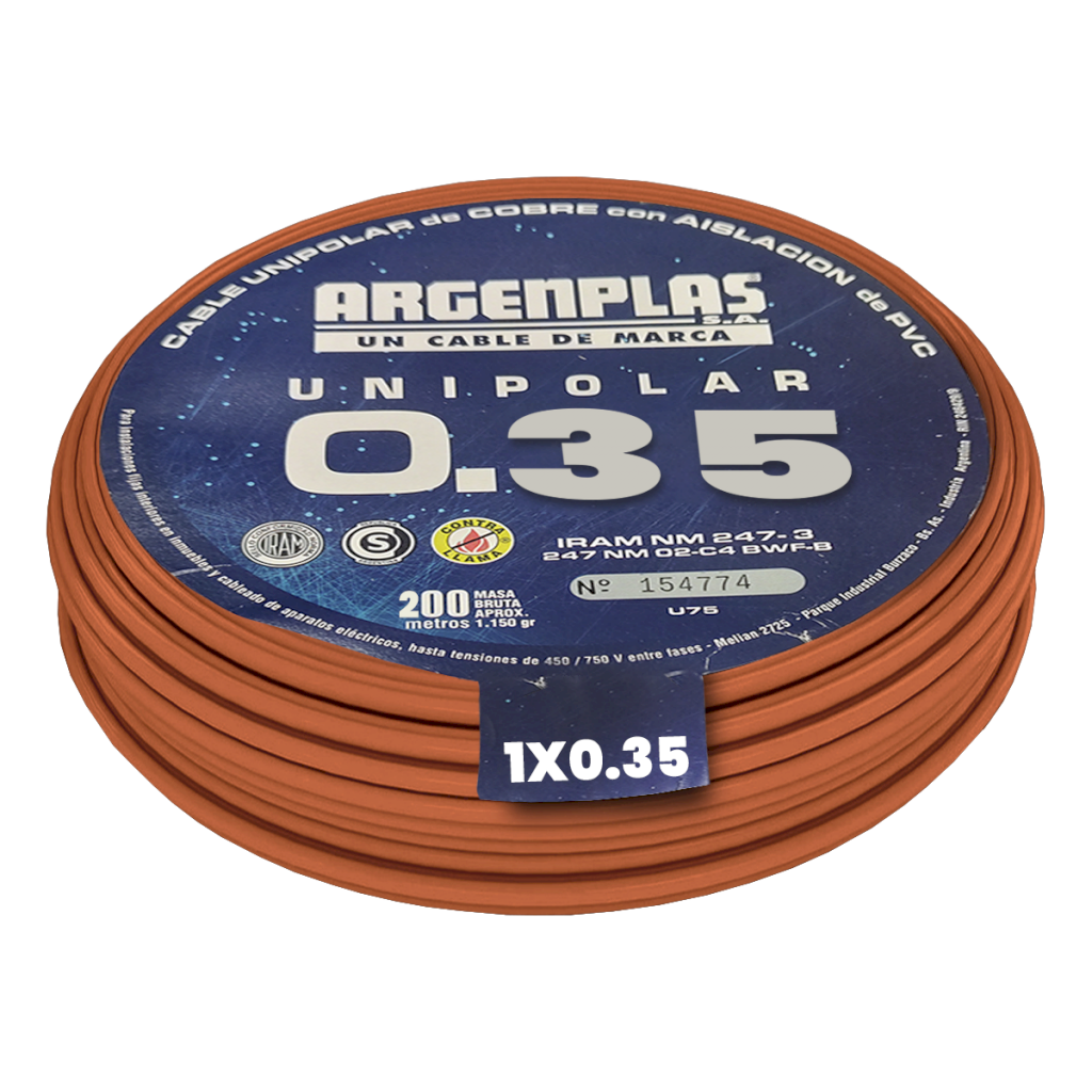 Cable Unipolar 0,35mm2 PVC Marron (x 200Mts) Argenplas