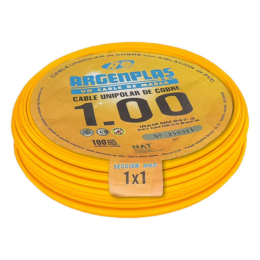 [20314] Cable Unipolar 1mm2 PVC Naranja (x 100Mts) Argenplas