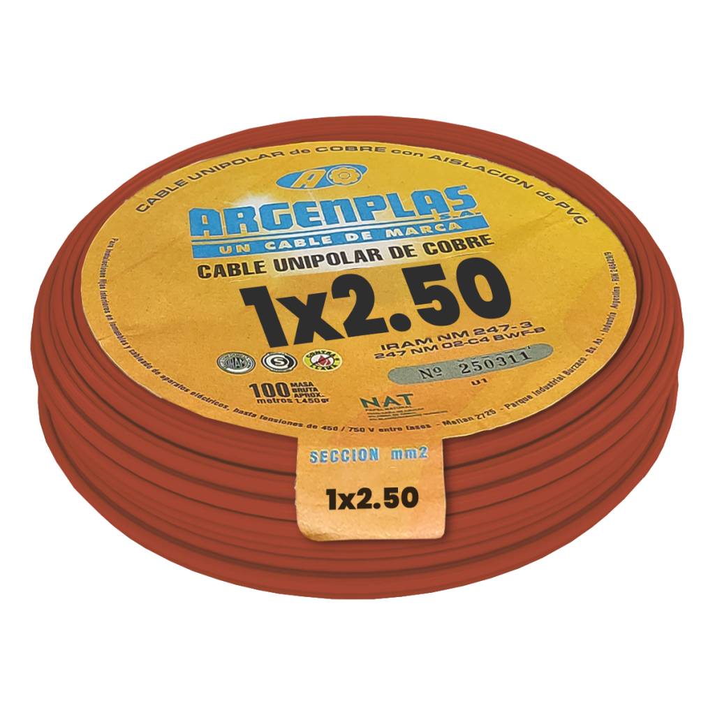 [27414] Cable Unipolar 2,50mm2 PVC Marron (x 100Mts) Argenplas
