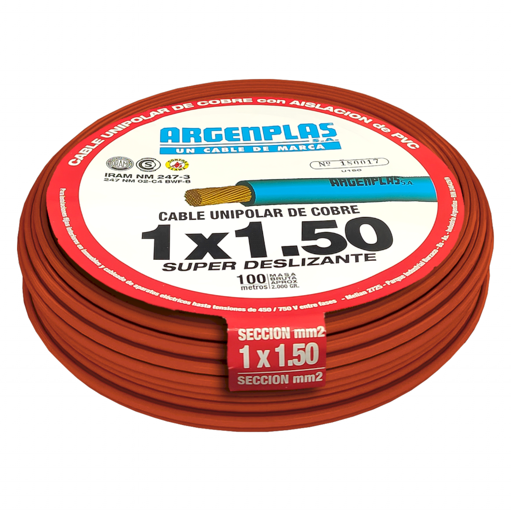 [28146] Cable Unipolar 1,50mm2 PVC Marron (x 100Mts) Argenplas