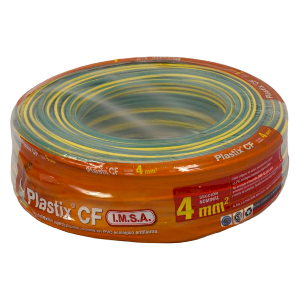 Cable Unipolar 4mm2 PVC Verde/Amarillo (x 100Mts) Imsa