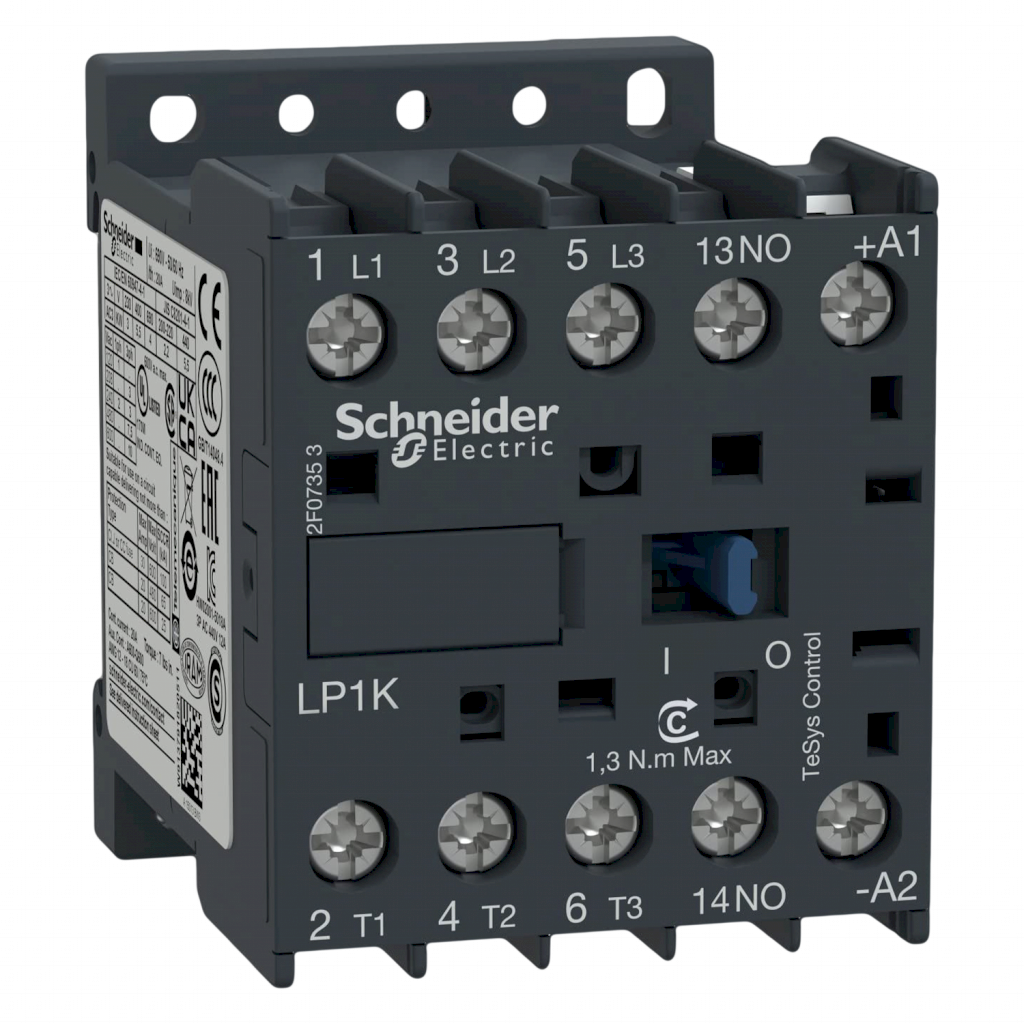 Mini Contactor LP1K 3P 12A 24VCC 5,5kW 1NA Schneider Electric