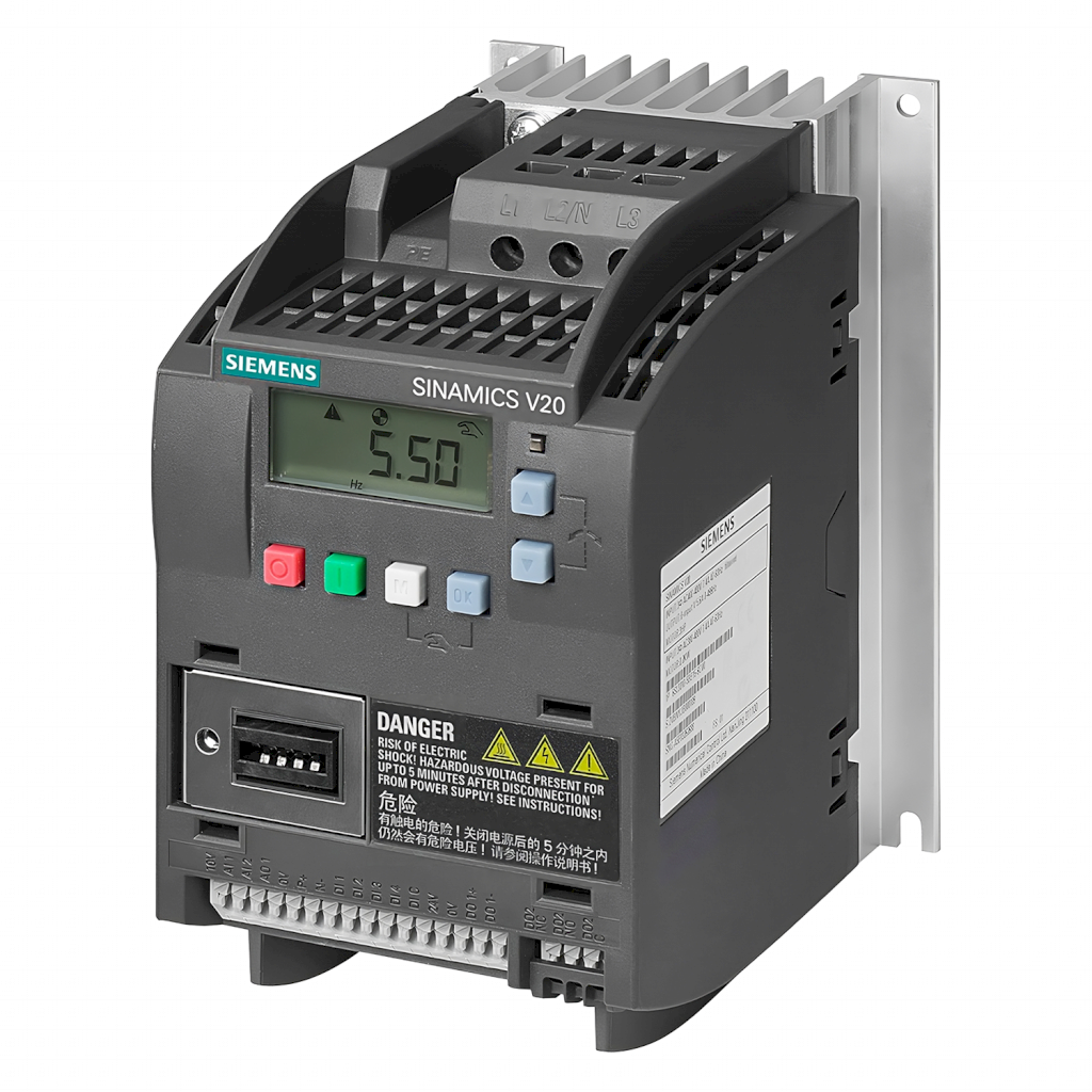 Variador V20 380VCA LO: 0,75kW/1HP HO: 0,75kW/1HP S/Filtro MB RTU Siemens