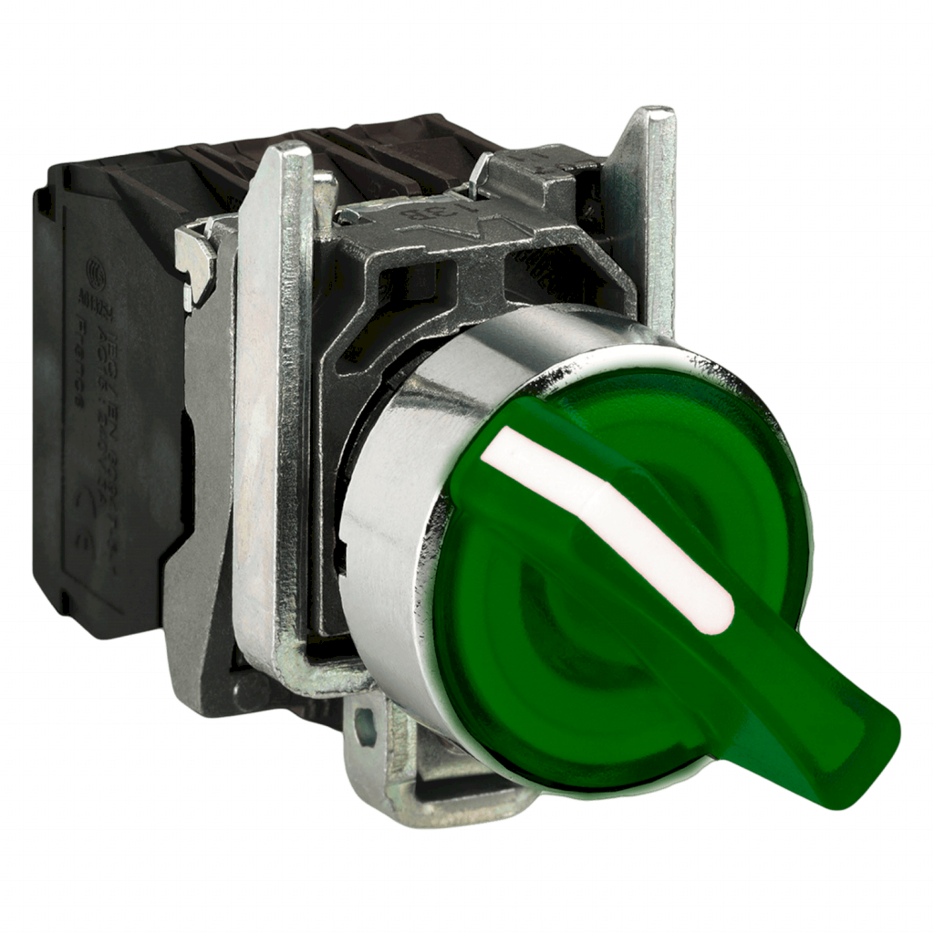 Perilla XB4 Lum 2 Posiciones Fijas 1NA+1NC 24V Led Verde Schneider Electric