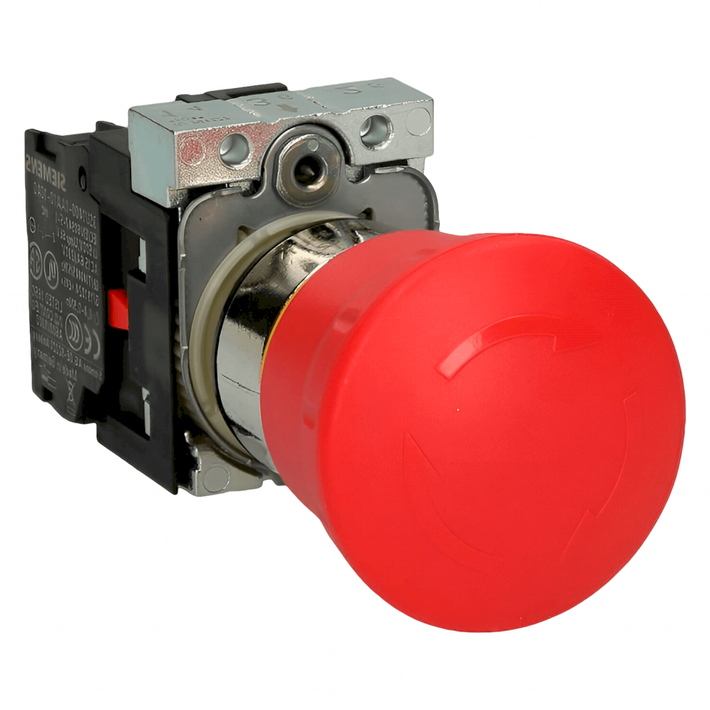 Pulsador Hongo ACT Metálico 1NC Emergencia Rojo Pulsar-Girar Siemens