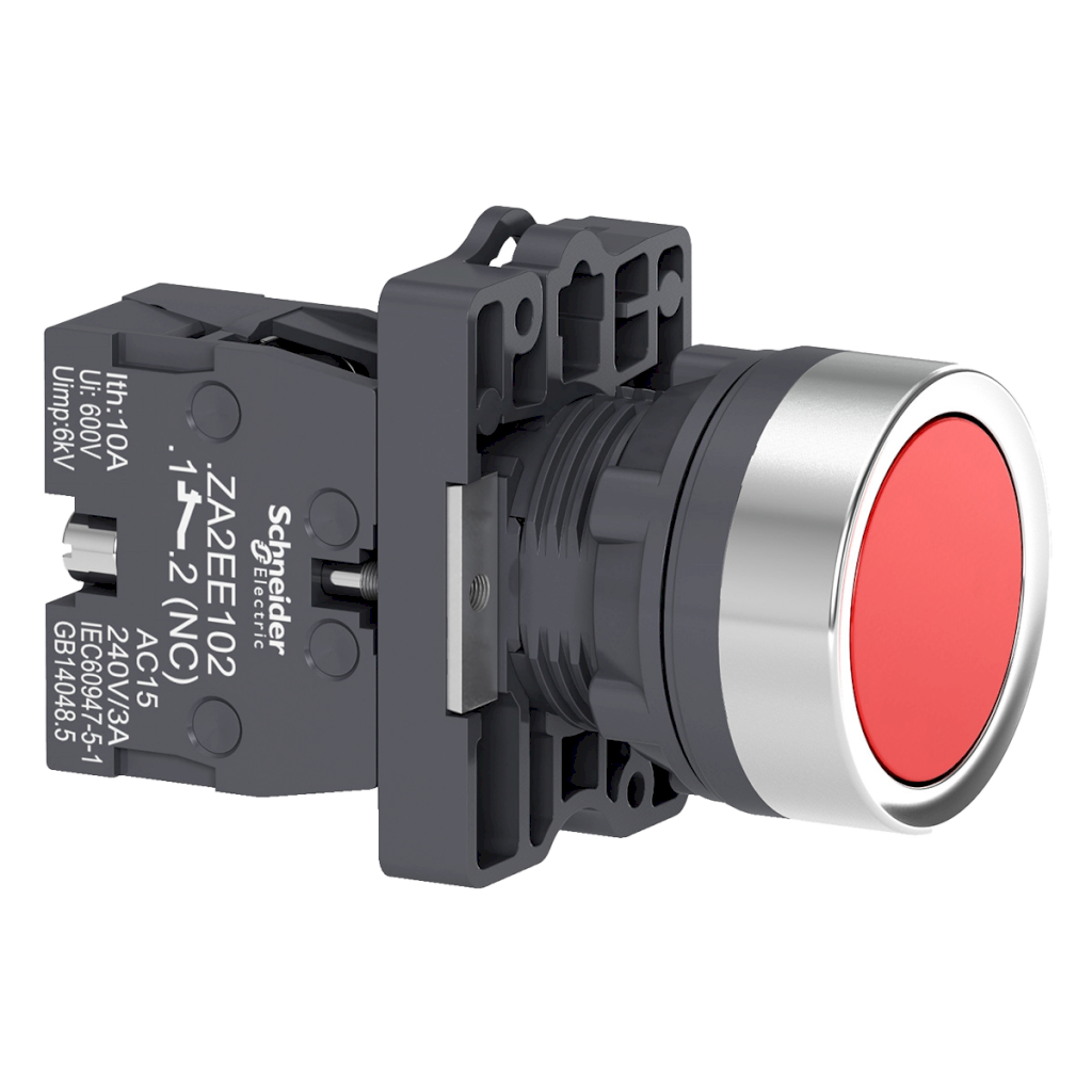 Pulsador XA2 Rasante Plástico Rojo 1NC Schneider Electric