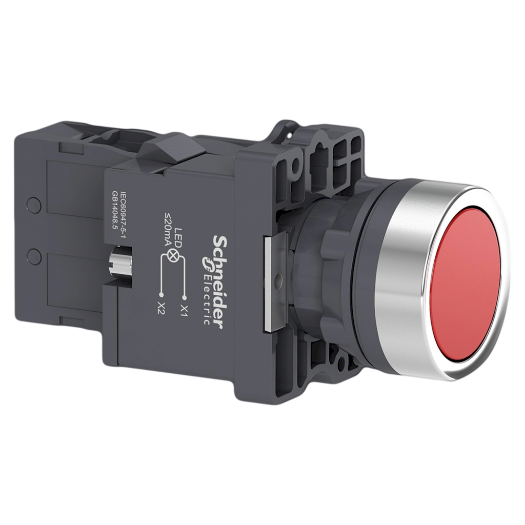 [26062] Pulsador Luminoso XA2 Plástico 220VCA/VCC 220VCC Rasante 1NA Rojo Schneider Electric