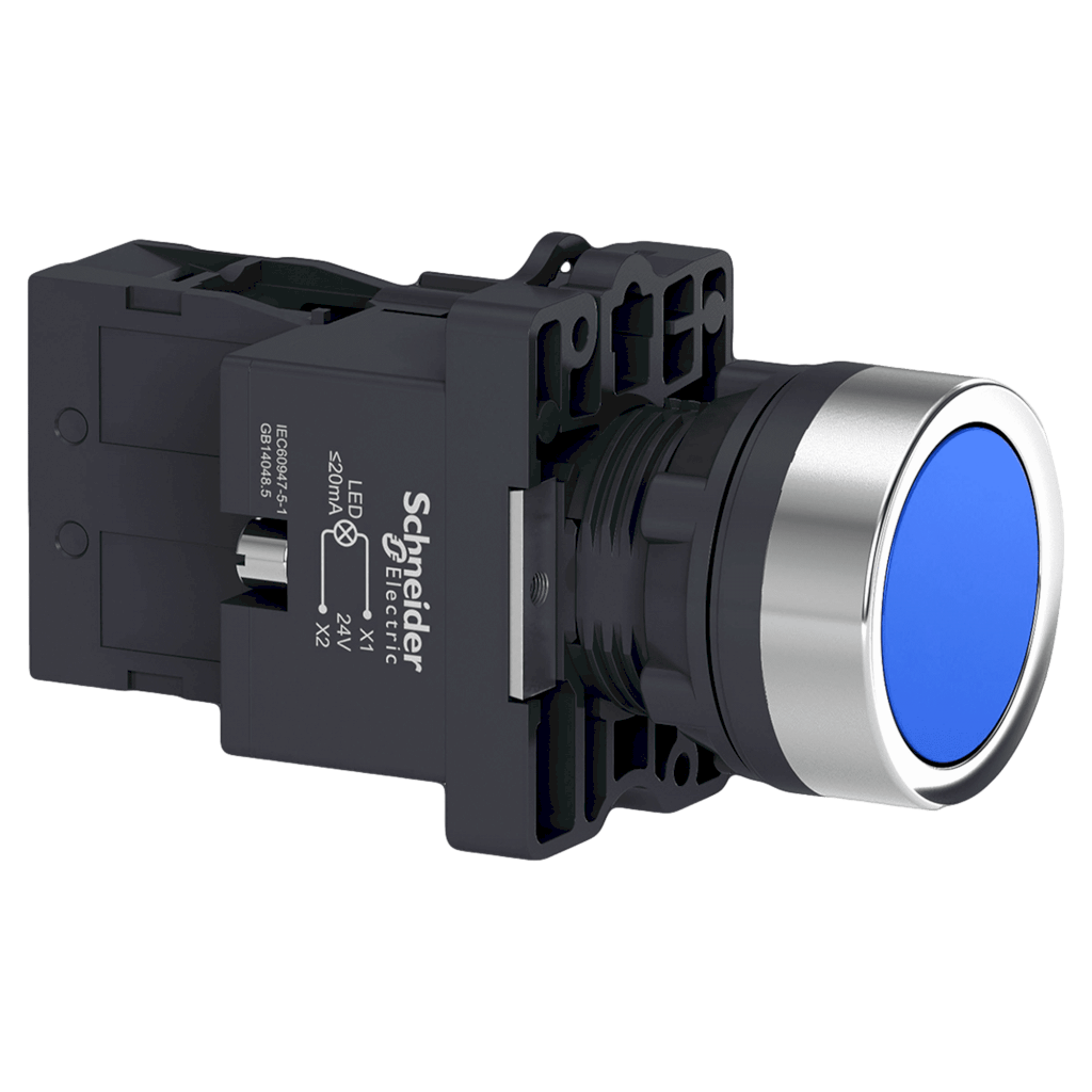 [26067] Pulsador Luminoso XA2 Plástico 220VCA/VCC 24VCC Rasante 1NA Azul Schneider Electric