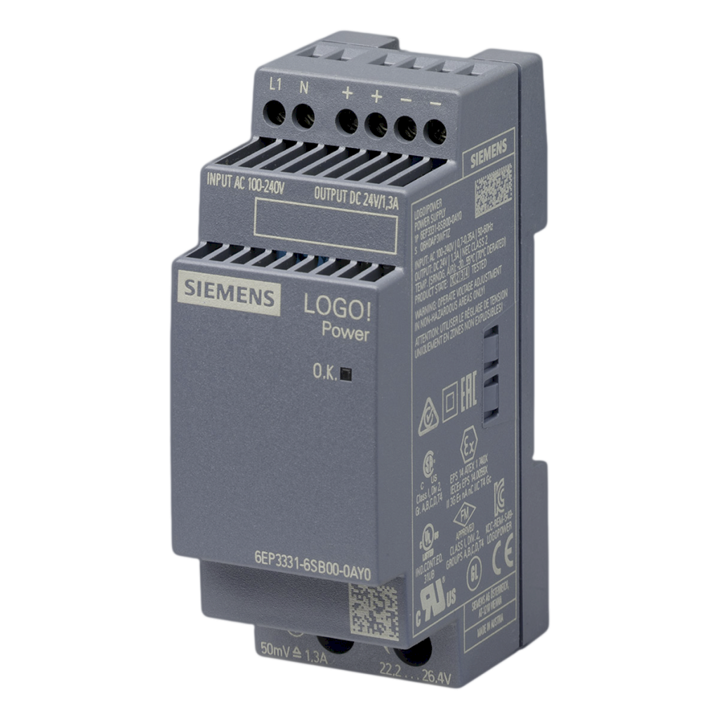 Fuente Monofásica Logo! E: 220V S: 24VCC 1,3A Siemens