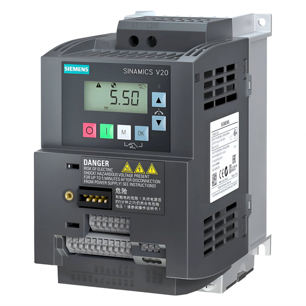 [28116] Variador V20 220VCA LO: 1,1kW/1,5HP HO: 1,1kW/1,5HP S/Filtro MB RTU Siemens