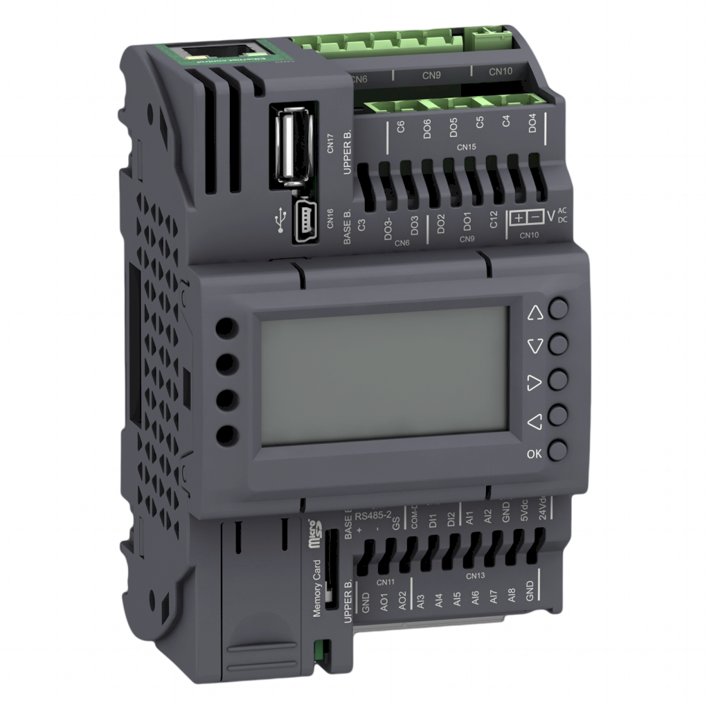 CPU M172P C/Display (2DI/6DO Relé/8AI/2AO) 2x MB RTU 1x MB TCP 24VCA/CC Schneider Electric