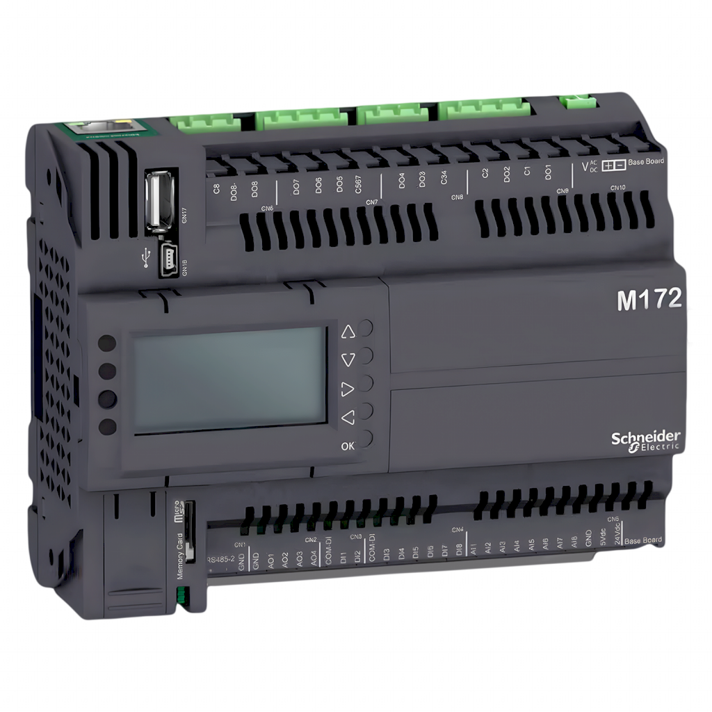 CPU M172P C/Display (8DI/8DO Relé/8AI/4AO) 2x MB RTU 1x MB TCP 24VCA/CC Schneider Electric