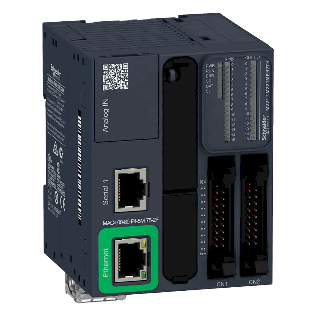 [29783] CPU M221(16DI/16DO/2AI) 1xMB RTU 1xMB TCP HE-10 S/Conector 24VCC Schneider Electric