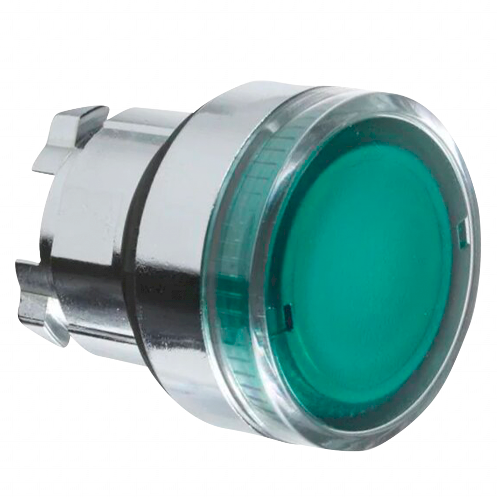 Cabezal Pulsador XB4 Metálico Luminoso S/Soporte BA9S Verde Schneider Electric