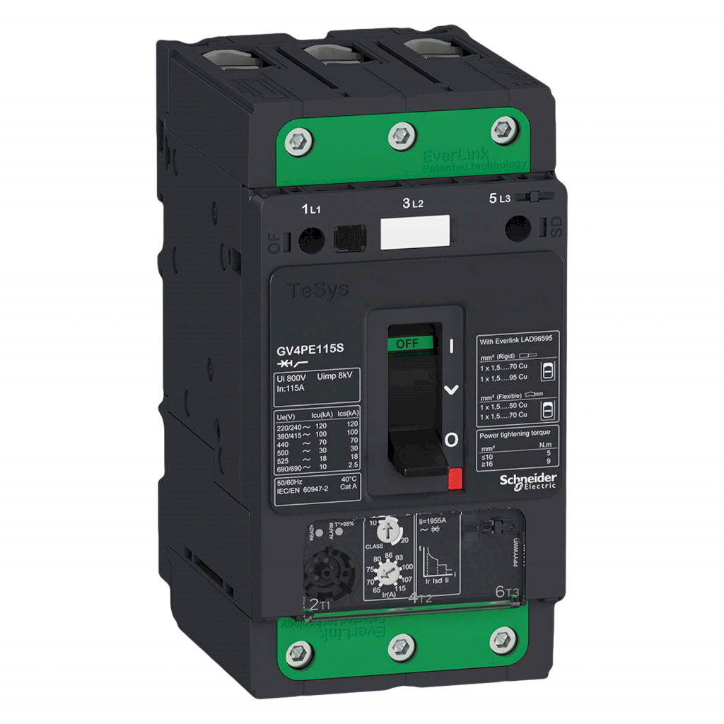 Guardamotor Magnetotérmico GV4 3P 65-115A 100kA Schneider Electric