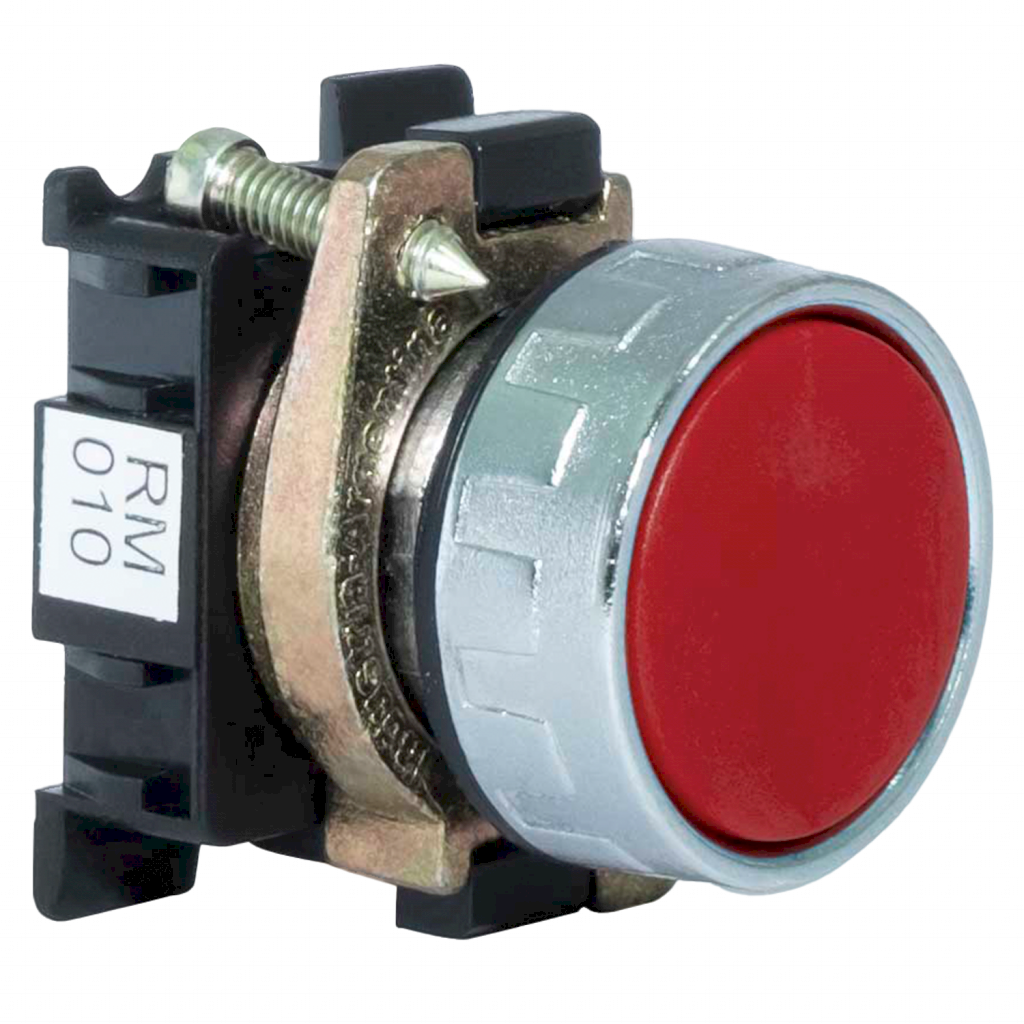 [8374] Cabezal Pulsador RM010 Metálico Rasante S/Soporte S/Retención Verde/Rojo/Negro Aea