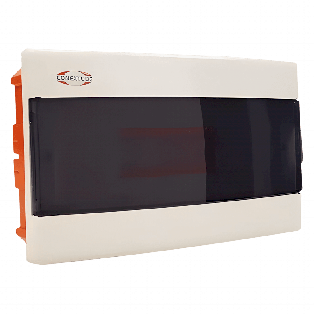 [30548] Tablero DIN PVC Empotrar 12 Módulos C/Puerta Fume Interior IP40 Blanco Conextube