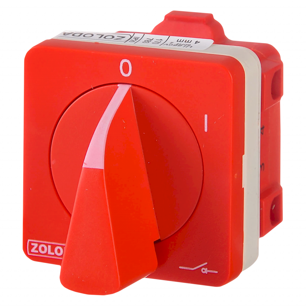 Interr. Rotativo 2P 16A 660VCA Maneta Giratoria Blanco/Rojo Zoloda