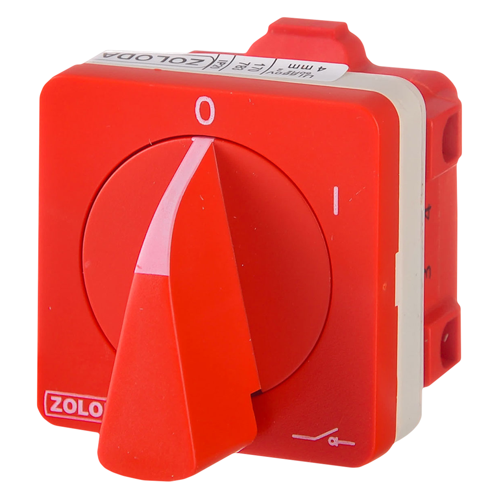 [10744] Interr. Rotativo 2P 16A 660VCA Maneta Giratoria Blanco/Rojo Zoloda