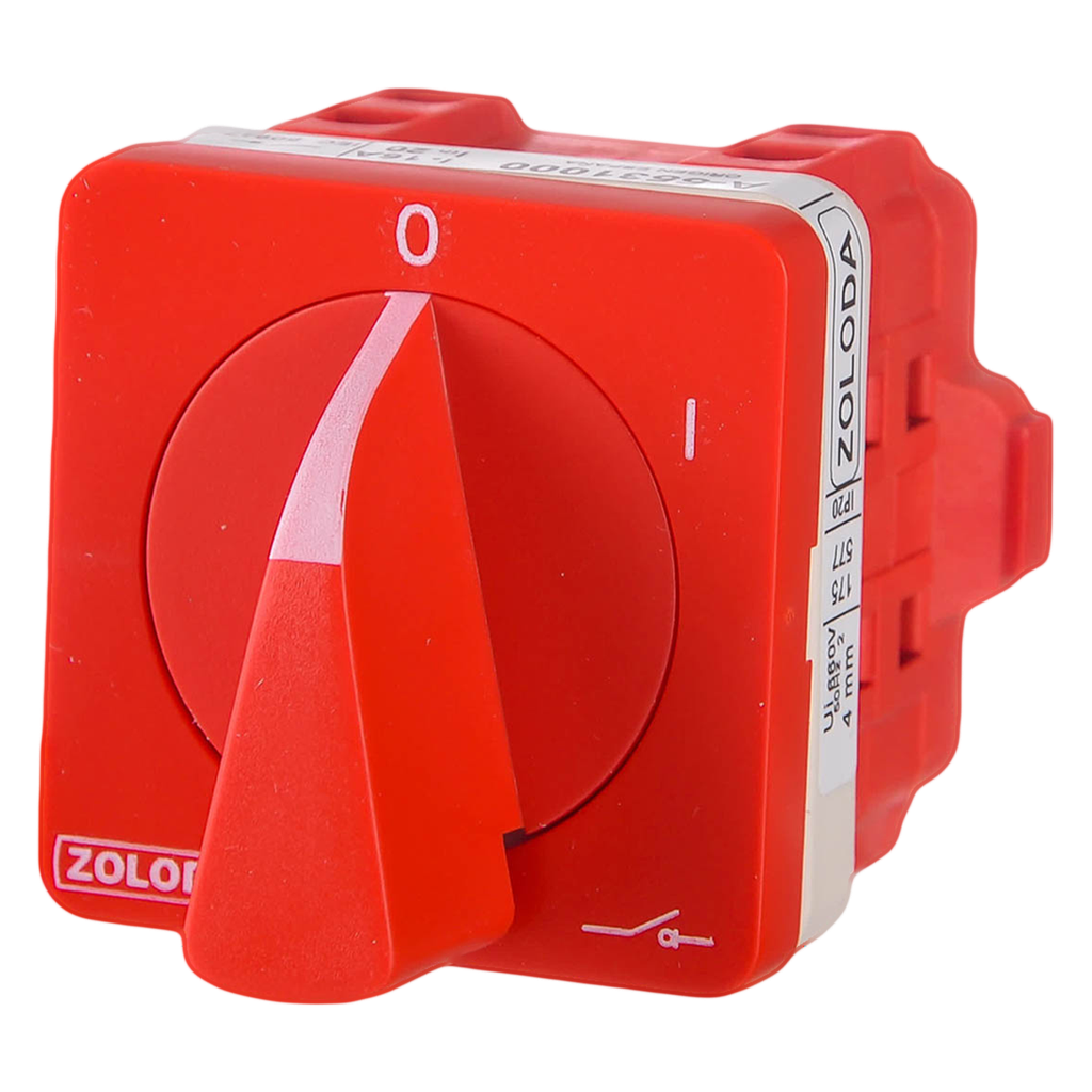 [10852] Interr. Rotativo 4P 16A 660VCA Maneta Giratoria Blanco/Rojo Zoloda