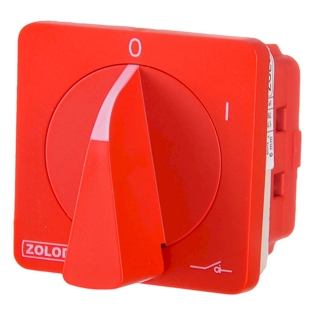 [10853] Interr. Rotativo 4P 32A 380VCA Maneta Giratoria Blanco/Rojo Zoloda