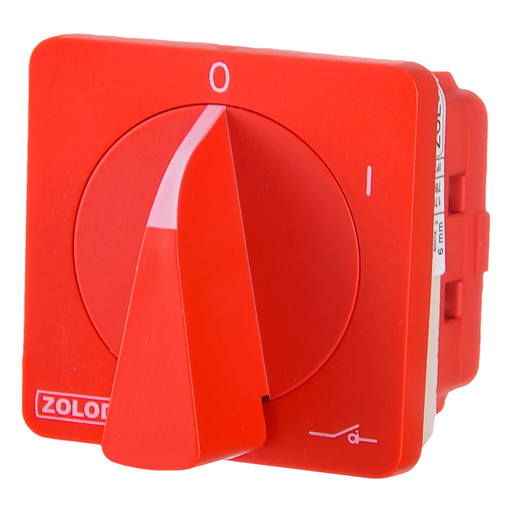 [10853] Interr. Rotativo 4P 32A 380VCA Maneta Giratoria Blanco/Rojo Zoloda