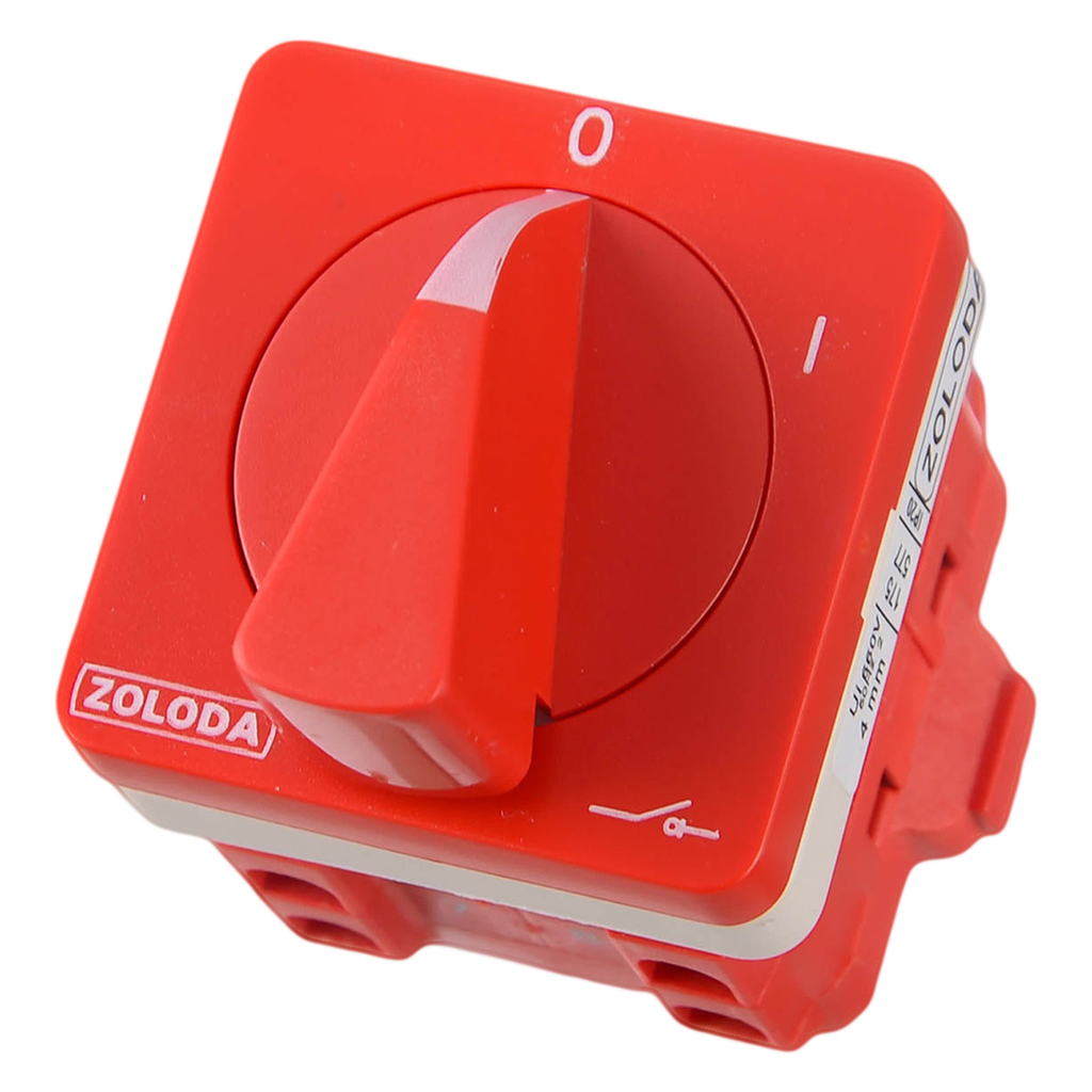 [10854] Interr. Rotativo 4P 63A 660VCA Maneta Giratoria Blanco/Rojo Zoloda