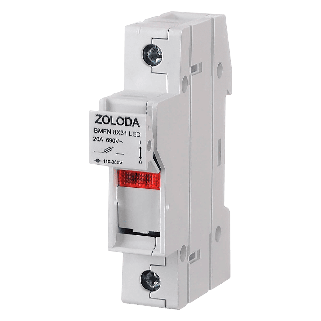 [12868] Portafusible Unipolar P/Fusible 8x31mm C/Led 110-380V Zoloda