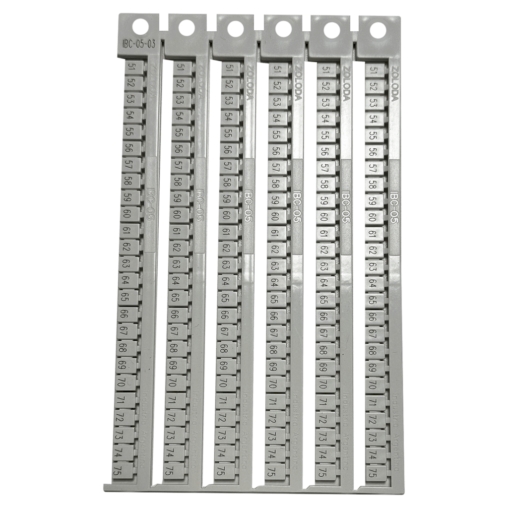 [19243] Plancha Números 51-75 P/Borne 5mm Blanca Zoloda
