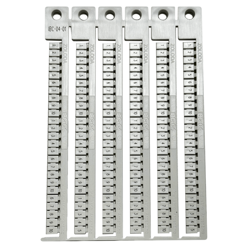 [20569] Plancha Números 1-10 P/Borne 4mm Blanca Zoloda