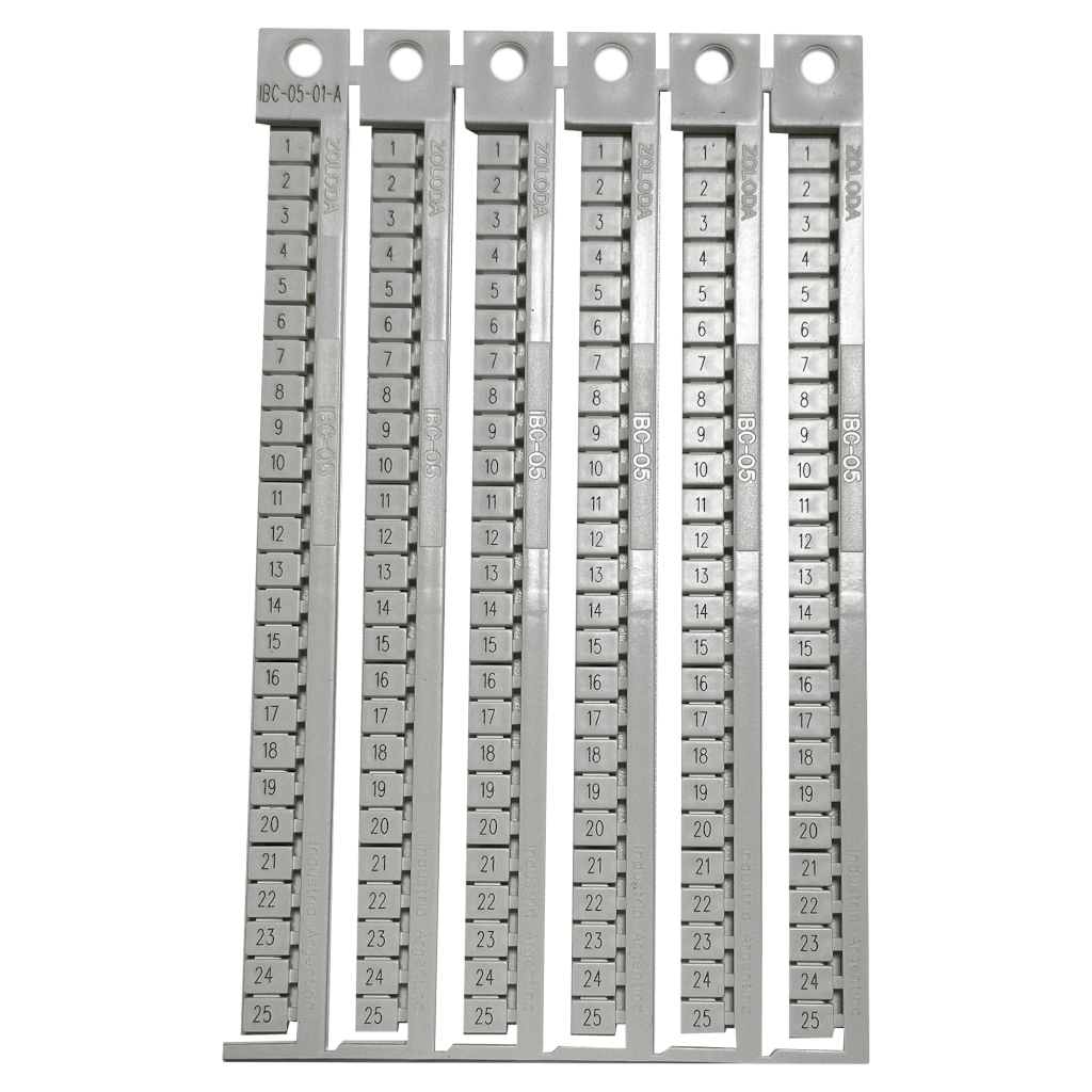 Plancha Números 1-25 P/Borne 5mm Apaisado Blanca Zoloda