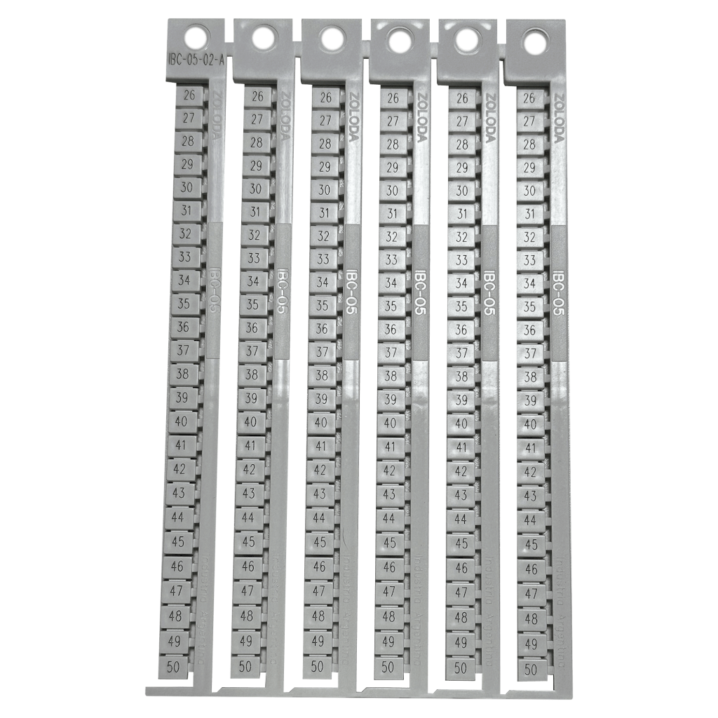 Plancha Números 26-50 P/Borne 5mm Apaisado Blanca Zoloda