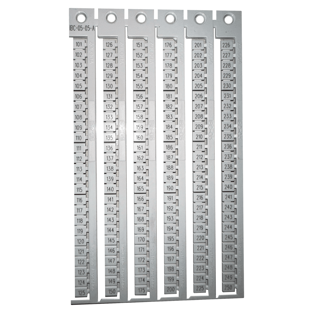 Plancha Números 101-250 P/Borne 5mm Apaisado Blanca Zoloda