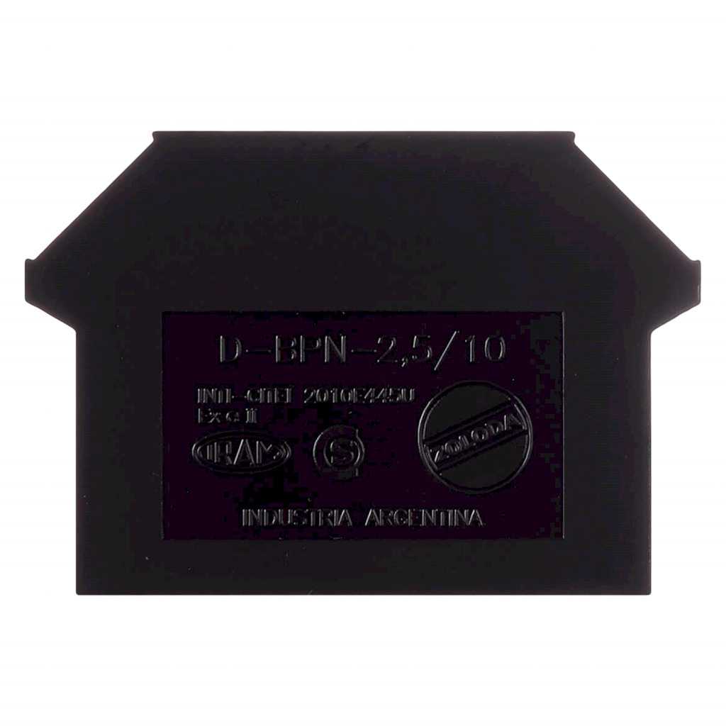 [23700] Tapa P/Borne BPN 2,5/4/6/10mm2 Negra Zoloda