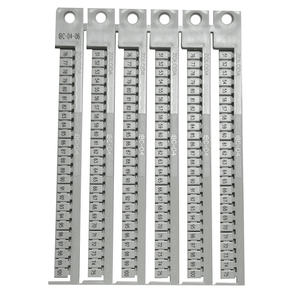 [28130] Plancha Números 51-100 P/Borne 4mm Blanca Zoloda