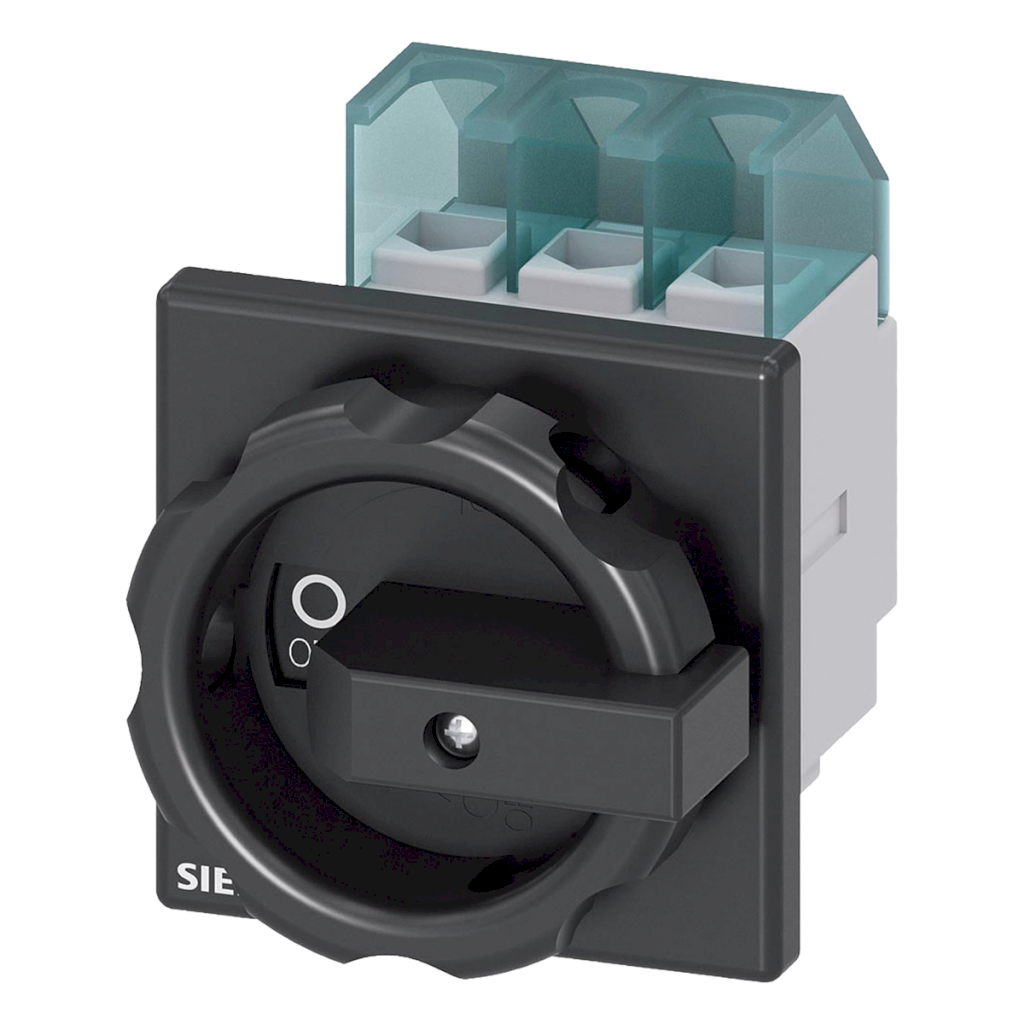 [2543] Interr. Principal 3P 100A 220/380VCA Maneta Giratoria Fijacion Frontal Negro Siemens