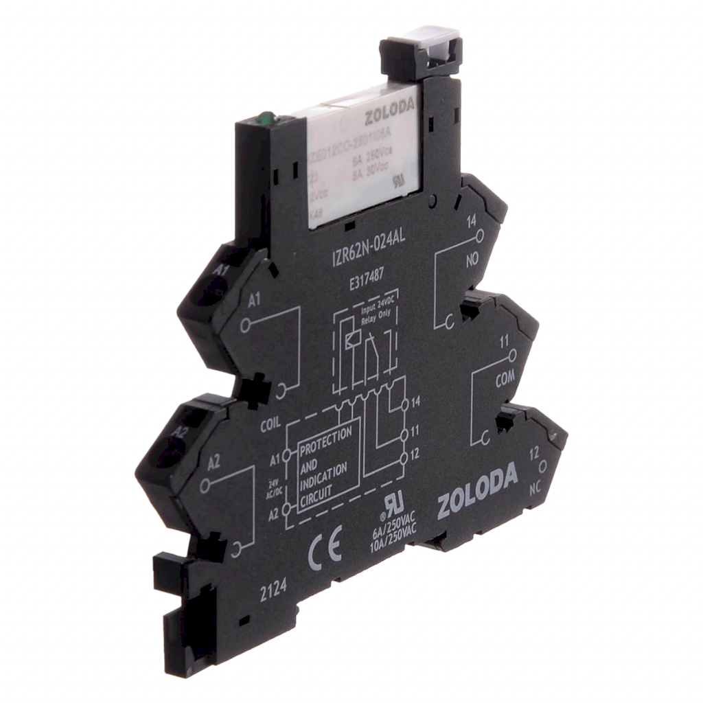[19152] Relé PLC 1 Inversor E:24VCC S:250V Resorte 6,2mm Zoloda