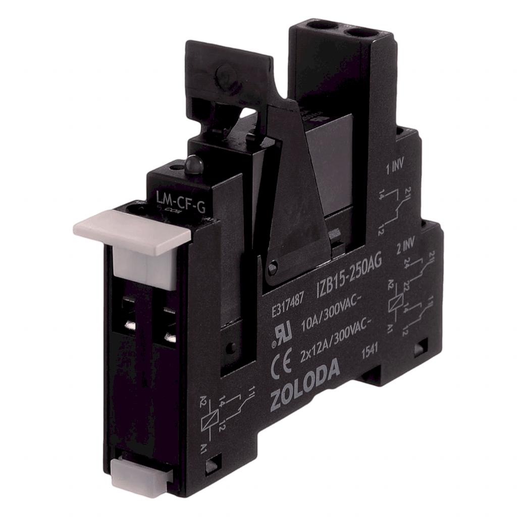 Relé PLC 2 Inversores E:24VCC S:250V 6A Tornillo 15,6mm Zoloda