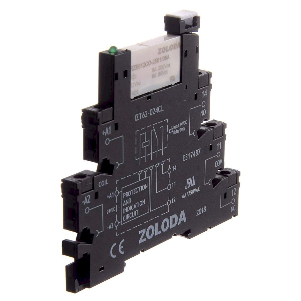 Relé PLC 1 Inversor E:12VCC S:250V Tornillo 6,2mm Zoloda