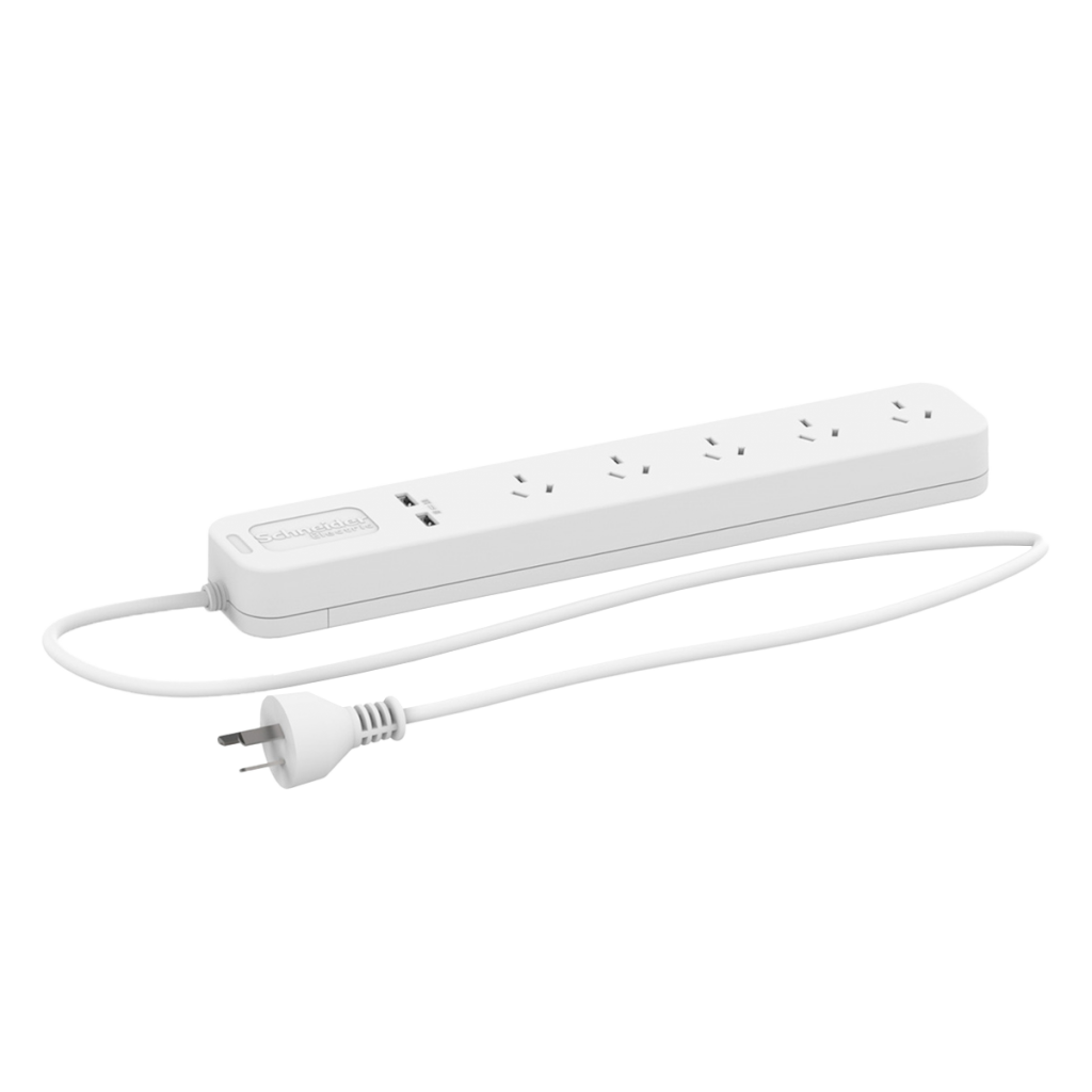 Zapatilla 5 Tomas 2P+T 10A+ 2 USB 5V 1A y 2A Cable 1,5Mts Schneider Electric