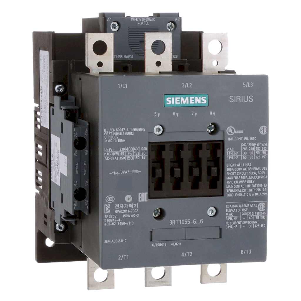 Contactor 3RT1 3P 150A 110VCA 75kW 2NA+2NC S6 Siemens