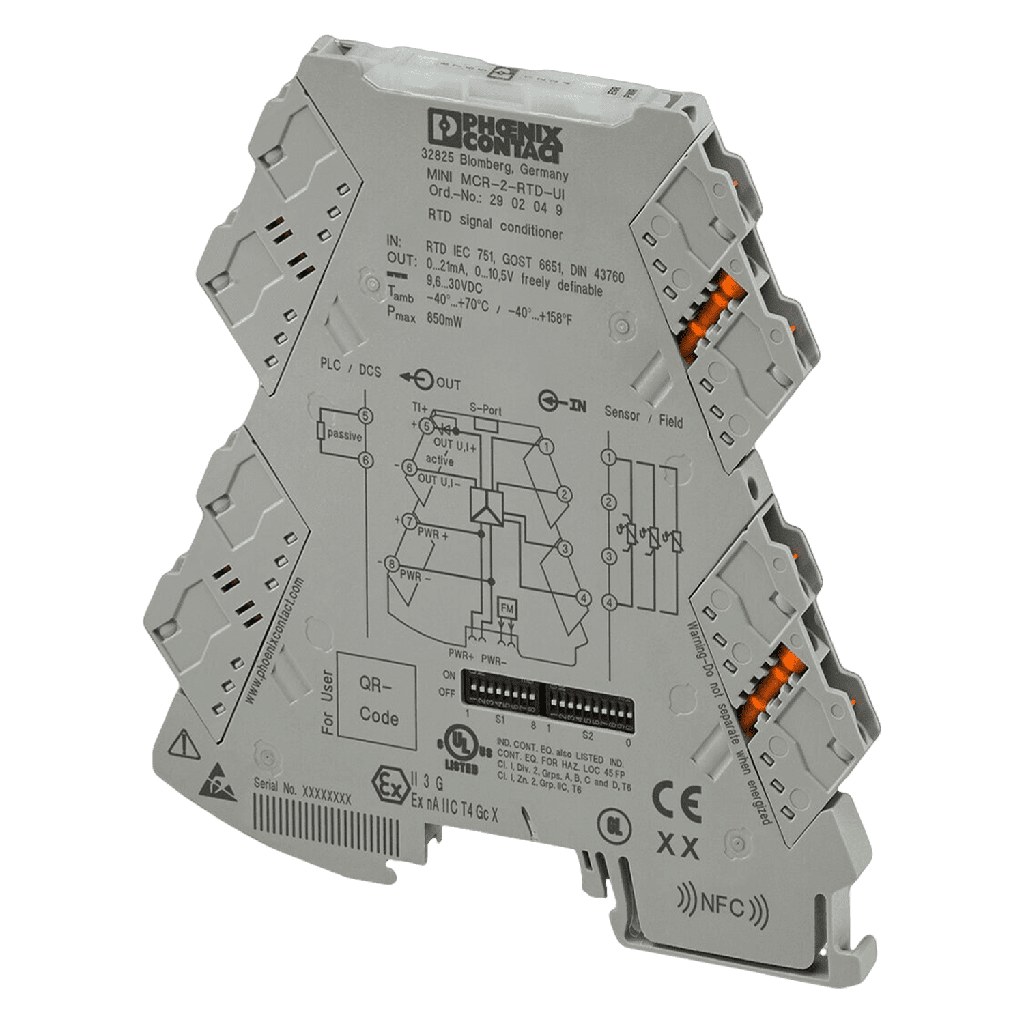 [32043] Conversor Temperatura 24/12VCC Entrada RTD Salida 0-20mA/Tensión 0-10V Señal Analogica Phoenix Contact
