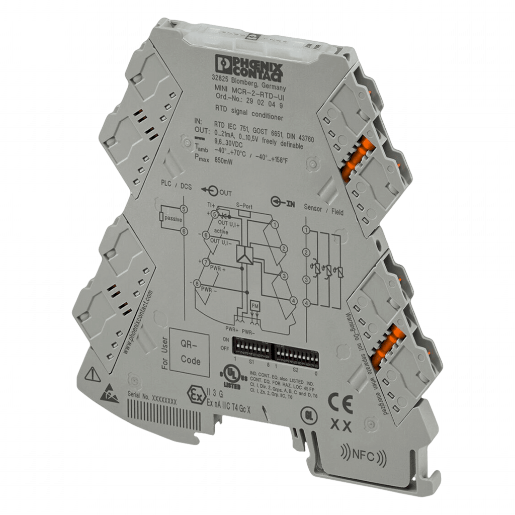 [32043] Conversor Temperatura 24/12VCC Entrada RTD Salida 0-20mA/Tensión 0-10V Señal Analogica Phoenix Contact
