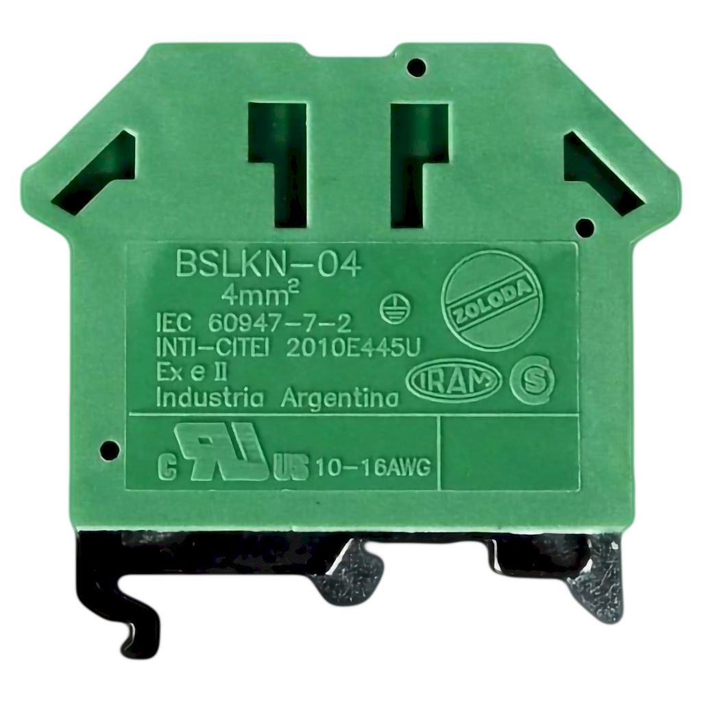 [10366] Borne BSLKN de Puesta a Tierra 4mm P/Riel 32-35mm Zoloda
