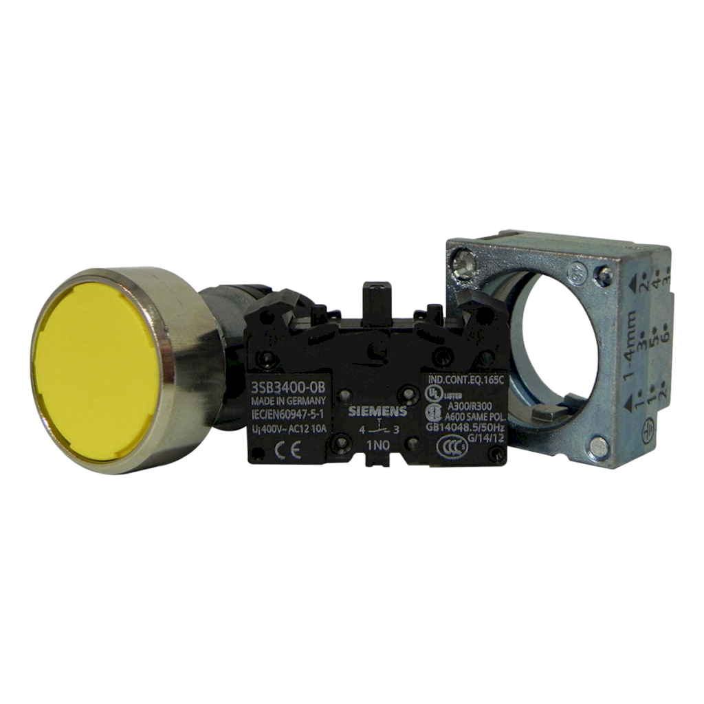 Pulsador 3SB3 Metálico Amarillo 1NA Siemens