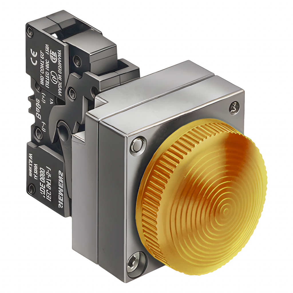 Ojo de Buey Metal Plástico Completo 220VCA 22mm Amarillo Siemens