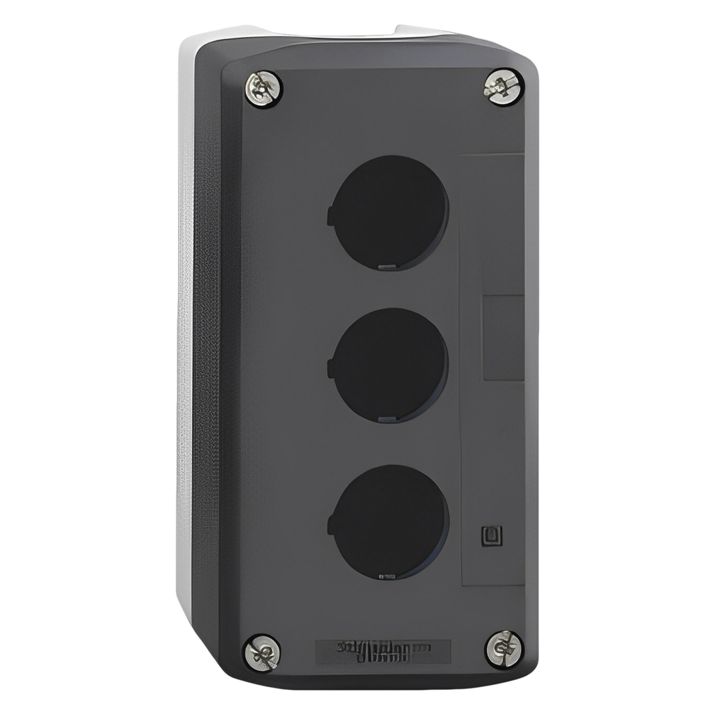 [10645] Caja Pie de Maquina Policarbonato Gris 3 Orificios Schneider Electric